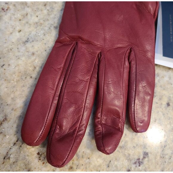 New! Brooks Brothers Womens Size M 7 Red Soft Leather 10" Gloves Cashmere Lined - Picture 2 of 16